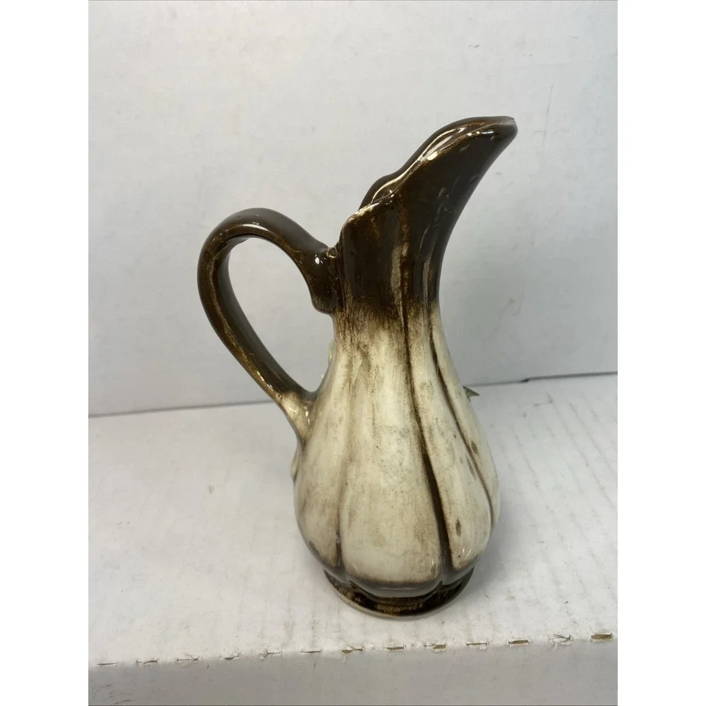 Vintage Capodimonte Porcelain Vase Brown With‎ Yellow Rose 5.8
